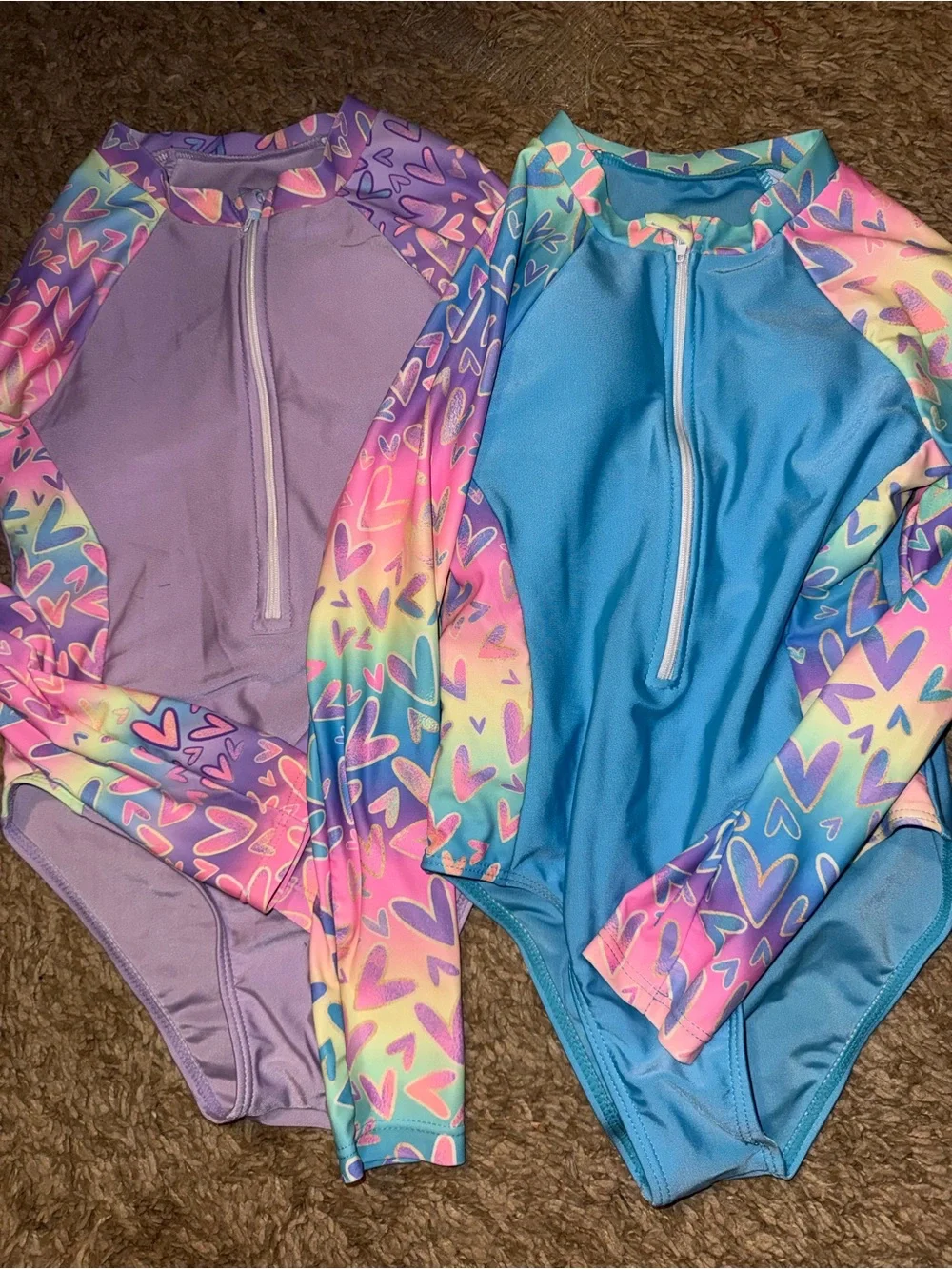 SHEIN Pink & Purple Girls' Rash Guard Dresses and One Pieces